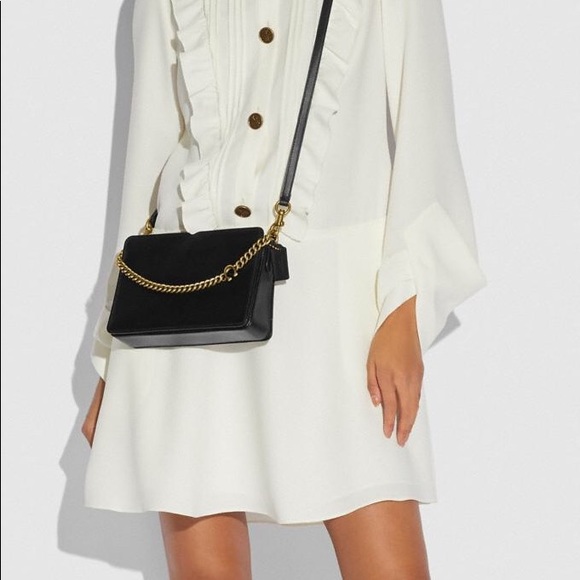 coach refined calf leather signature chain crossbody